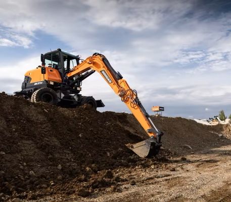 DX55W-7 Mini Wheel Excavator 0,175m3 Doosan Hydraulische graafmachine