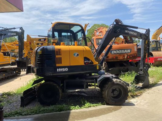 Goedkope merk wielen graafmachine Hyundai 60 Digger 6 ton Gebruikte graafmachine